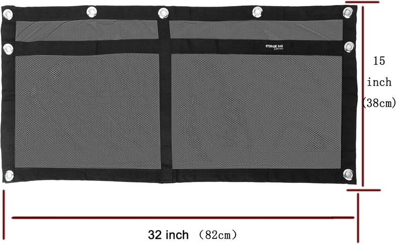 SUNOOM Upgrade Boat Storage Bag,Mesh Suspended Storage Organizer, Cargo Net Pocket Organizer Pouch Bag,Boat,Truck SUV Travel Long Road Trip Camping Interior Accessories with 6 pcs Elastic Ring(32 INCH) - Image 4